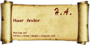 Haar Andor névjegykártya